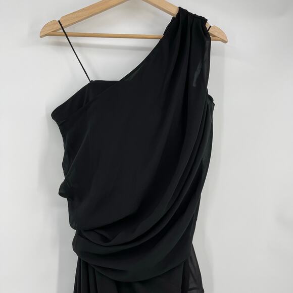 L'Academie by Marianna | NWT Morgane Gown Black Asymmetric One Shoulder Maxi L - Picture 11 of 16